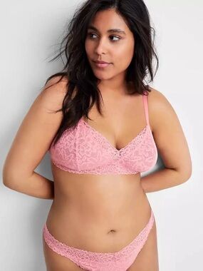 State of day Macy’s xl large Lace Bralette & Bikini Set - dark mauve Pink